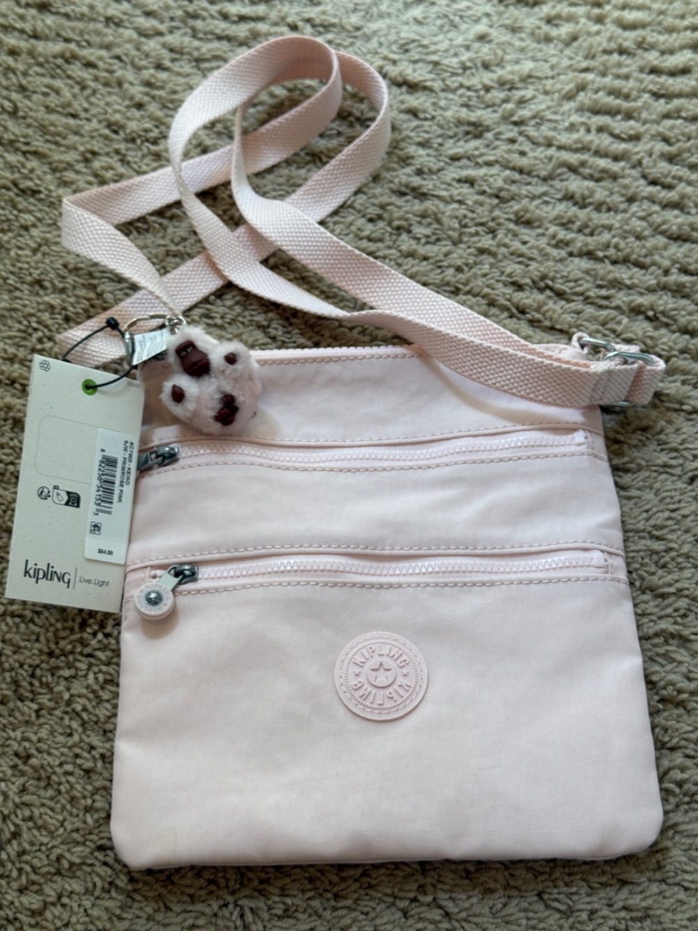 ✨ BRAND NEW ✨ 💯% Authentic Kipling Soft Pink Compact Crossbody Bag
